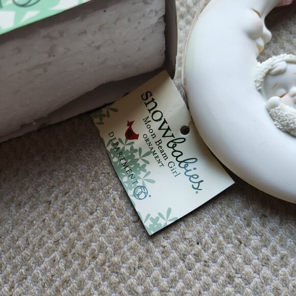 Department 56 Snowbabies Ornament Pink Hat Moon Beam Baby Girl Box Discontinued - Picture 9 of 9